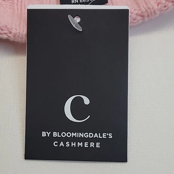 NWT C by Bloomingdale's Cashmere Ribbed Beanie Powder Pink One Size - Picture 11 of 12